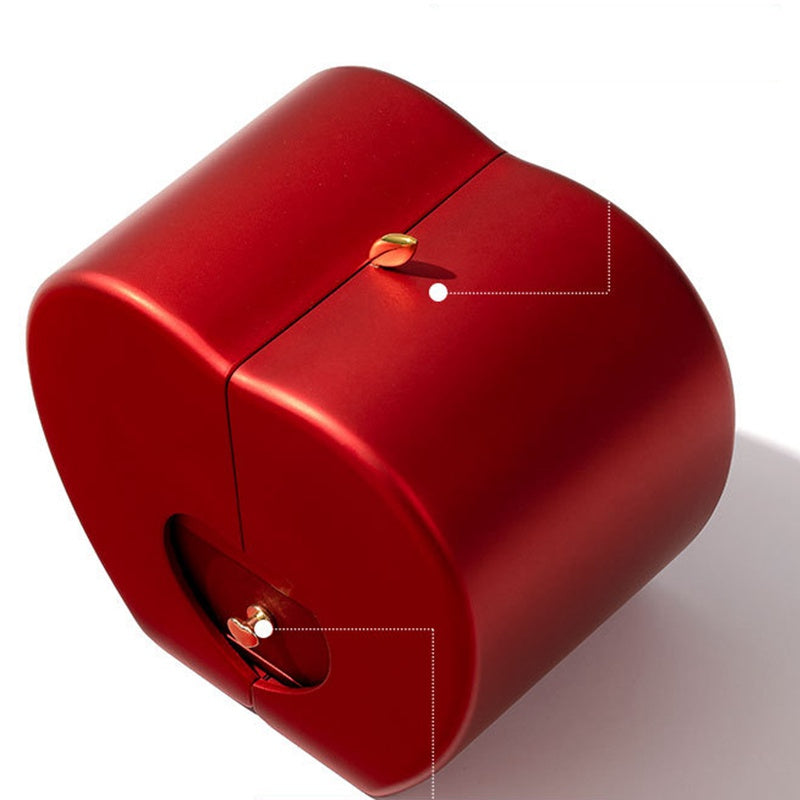 Closed red apple eternal rose gift box, side view