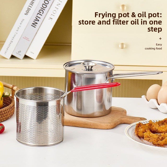 Household Stainless Steel Mini Frying Pan, Uncoated Oil-Saving Multi-Functional Pot for All Stoves