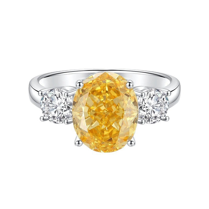 Yellow Rhinestone Floral Ring