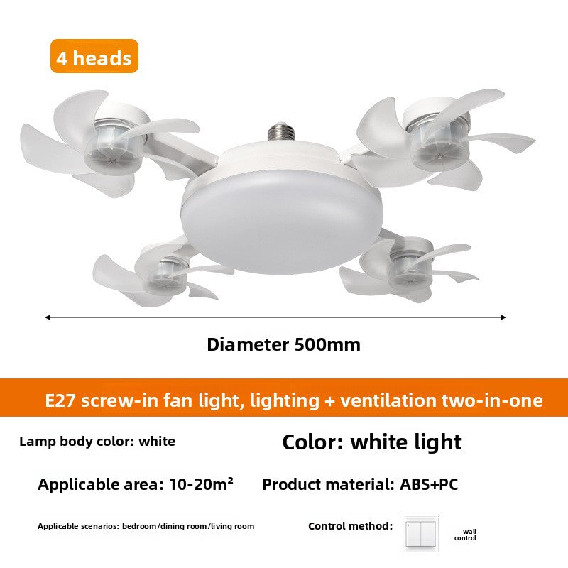 Foldable LED Fan Light with E27 Socket