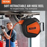 50FT Retractable Swivel Air Hose Reel side angle