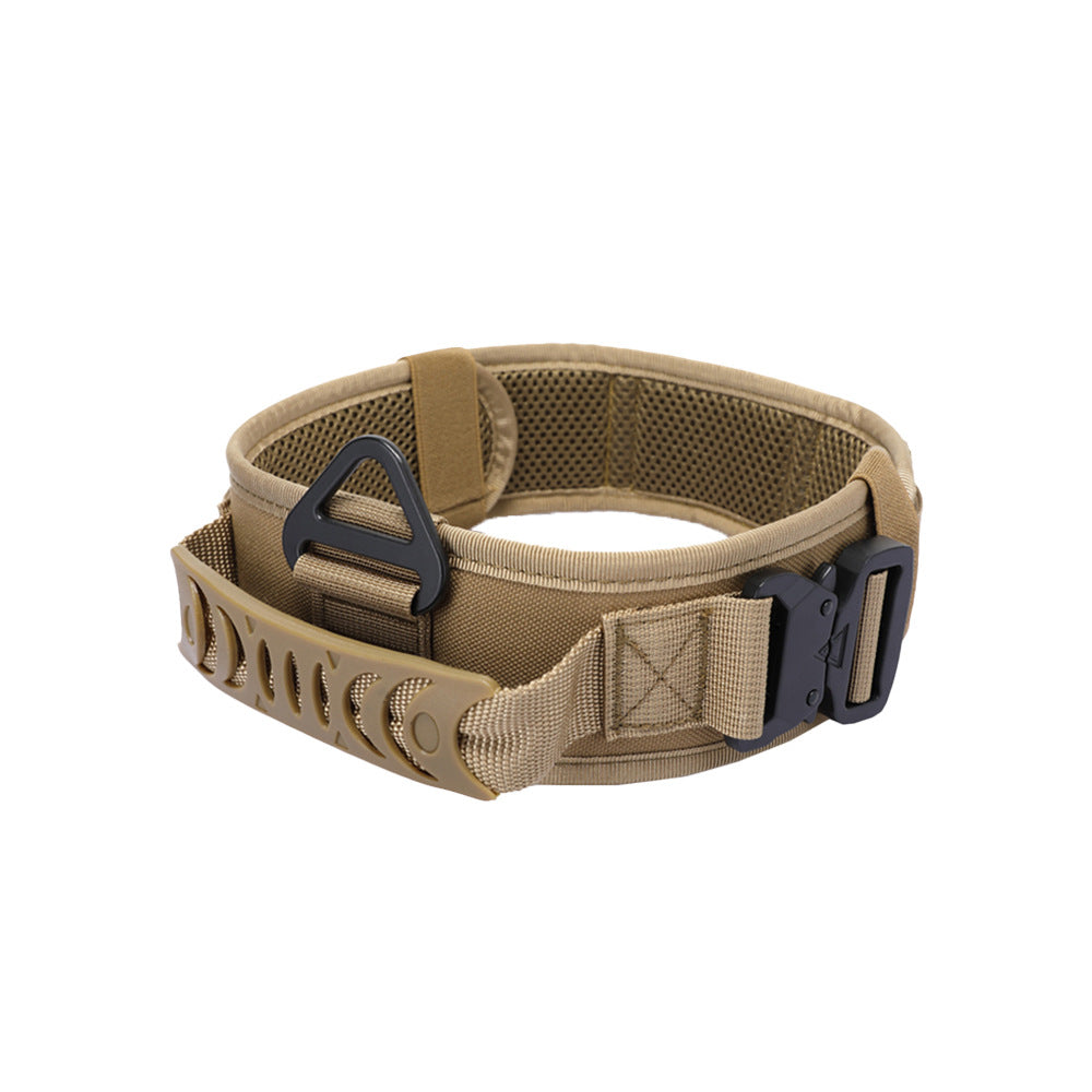 Tactical dog collar with metal buckle and quick-release function