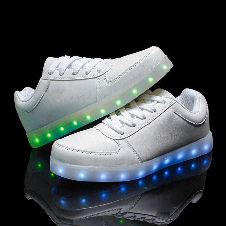 USB Rechargeable LED Light Sneakers Breathable Flat Heel Shoes