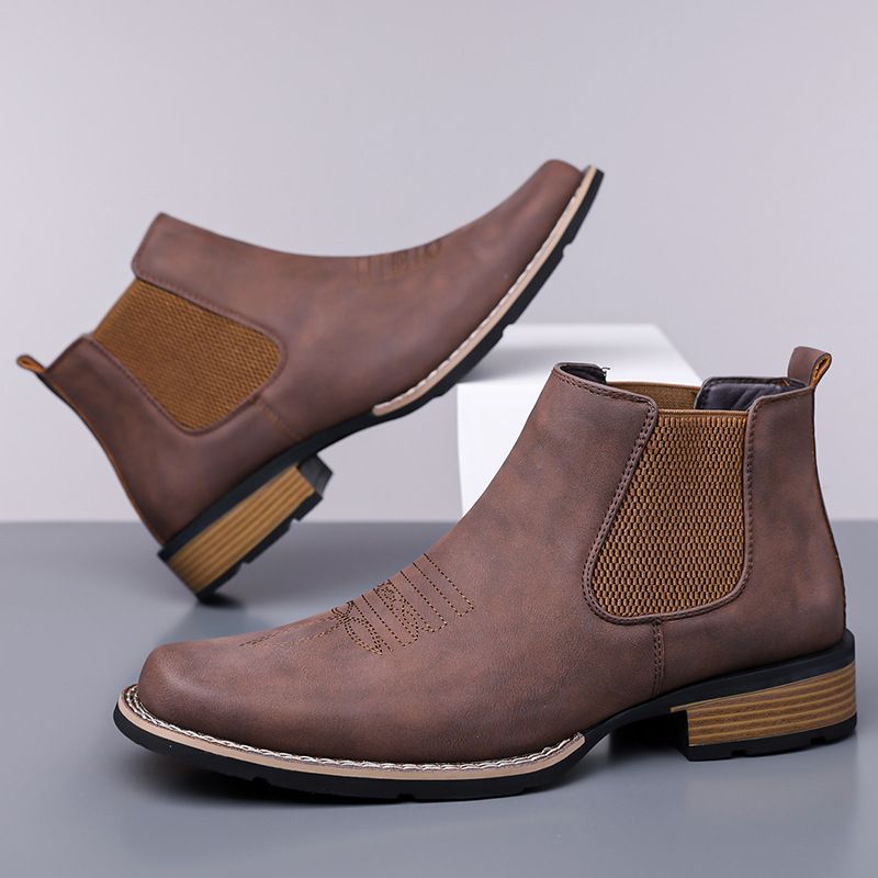 Men's Chelsea Style Faux Leather Mid-Calf Casual Boots