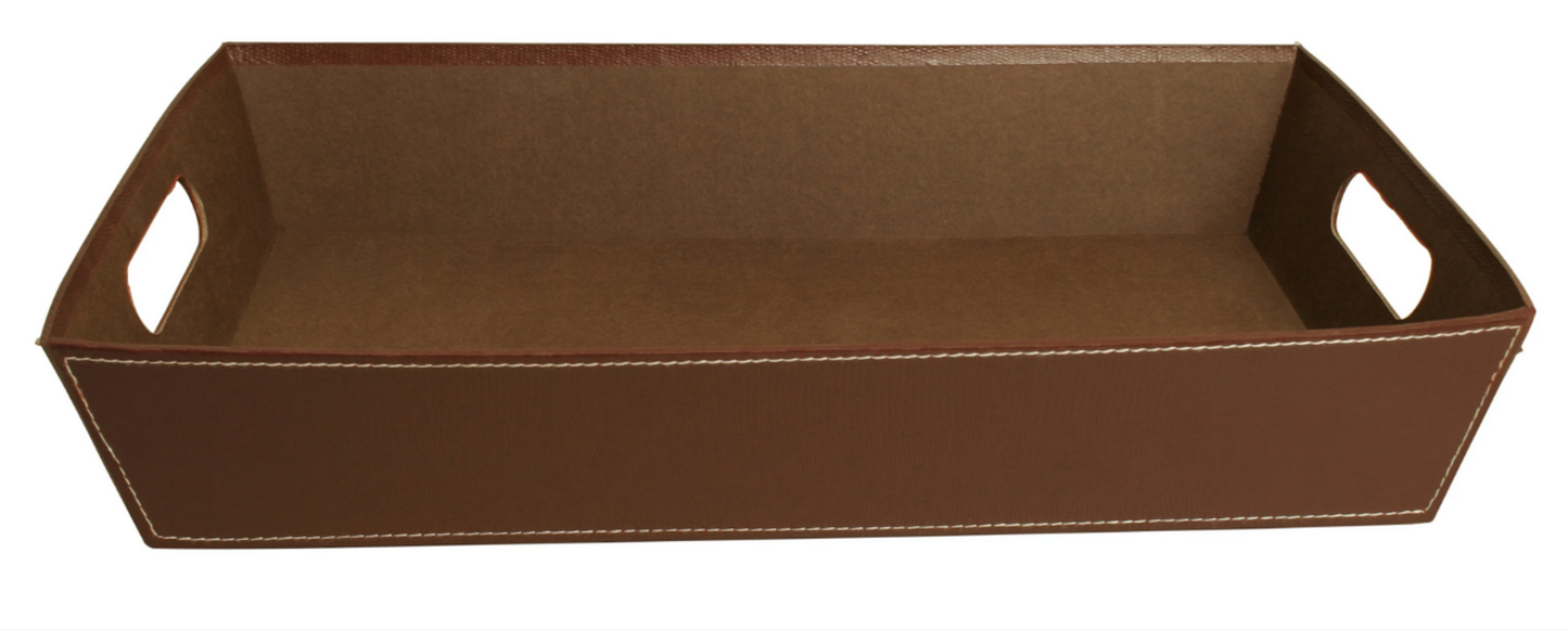 17-Inch Embossed Paperboard Serving Tray - Brown