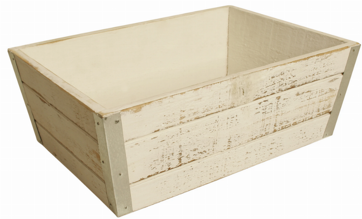 Whitewash Wood Planter Crate