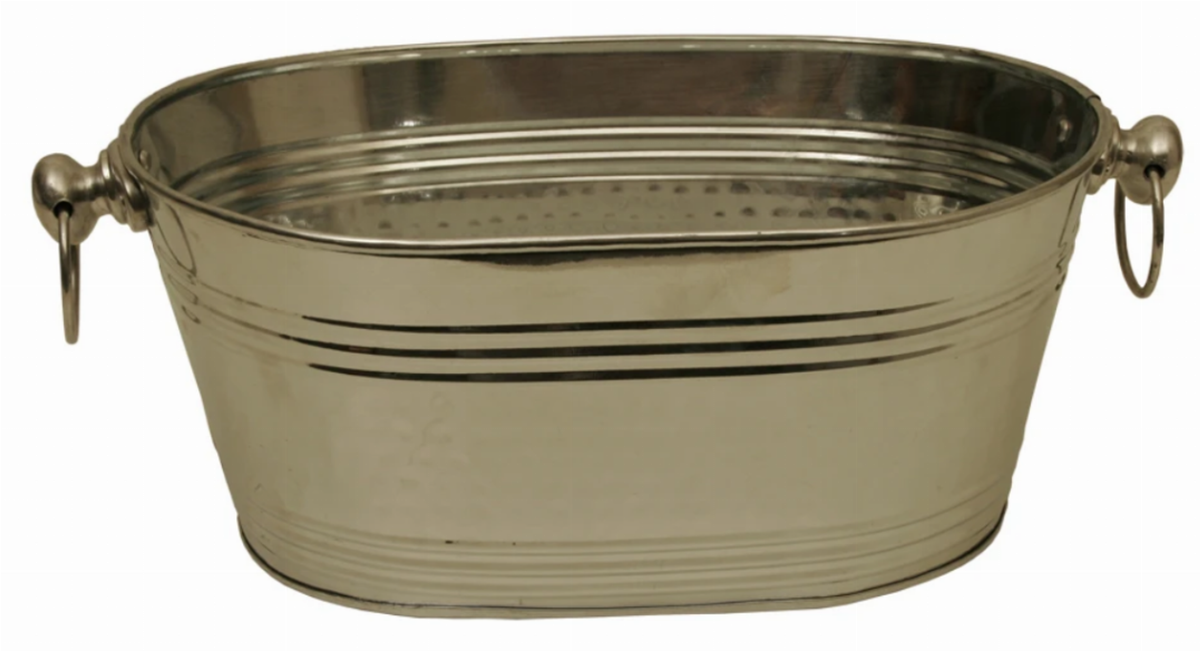 Polished Silver Hammered Beverage Bucket