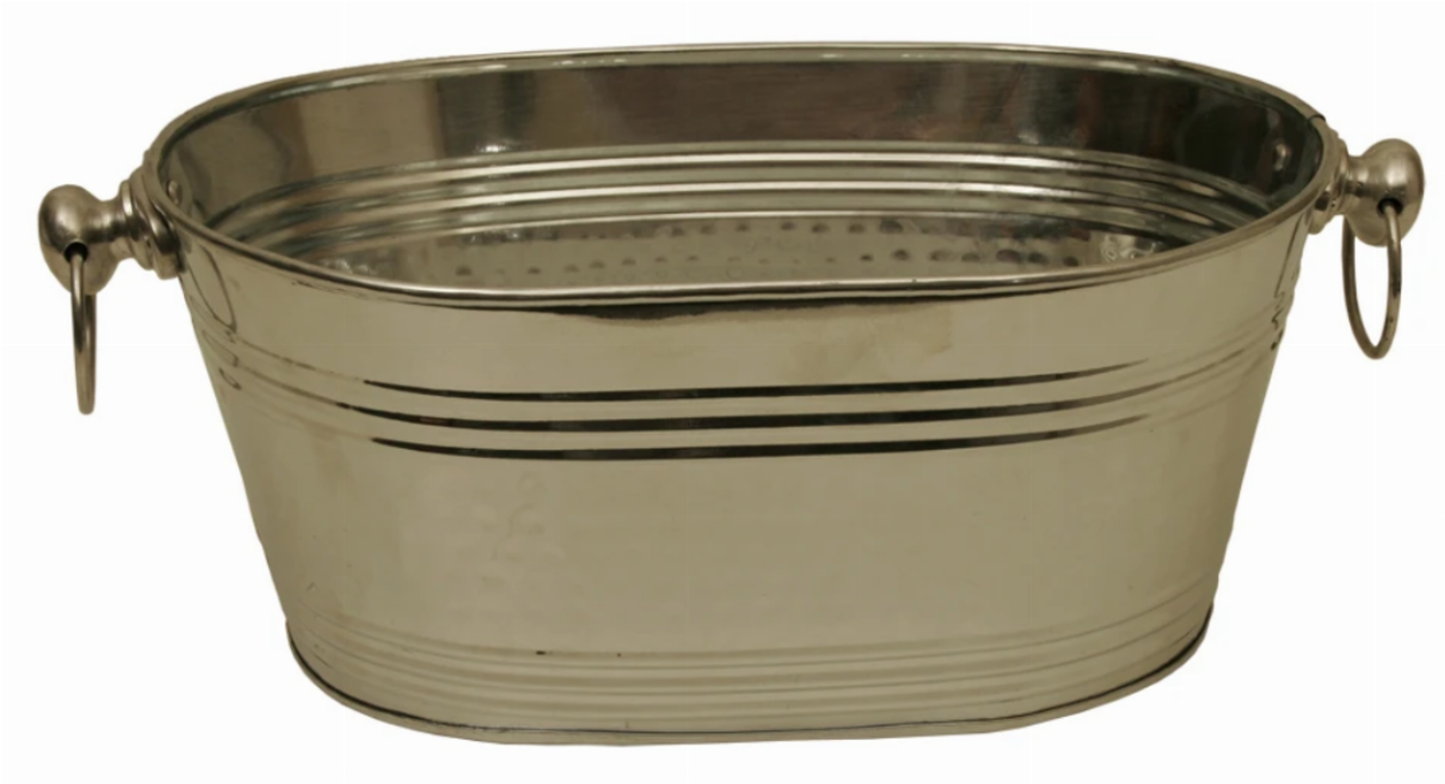 Polished Silver Hammered Beverage Bucket