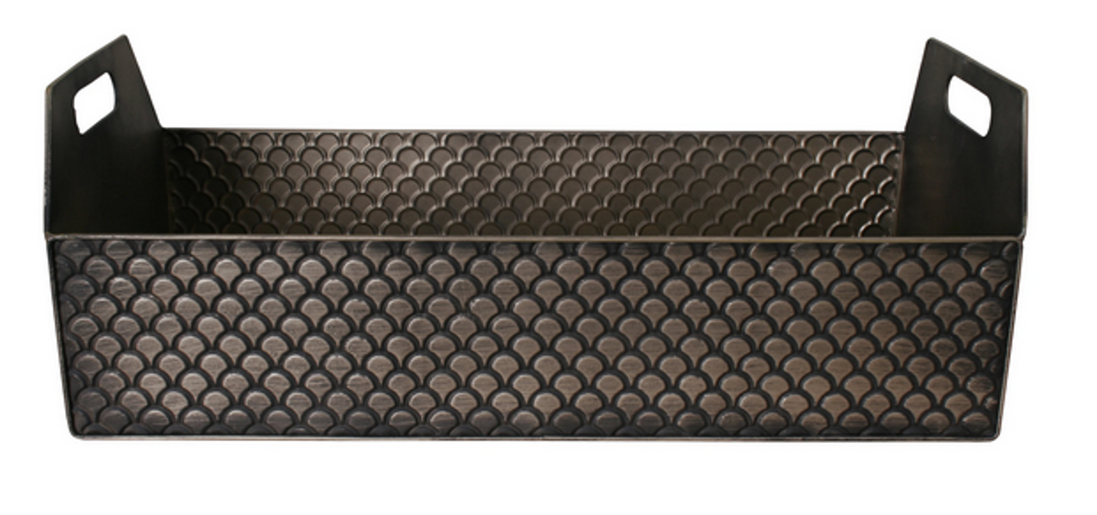 22-Inch Black Metal Container with Scale Pattern