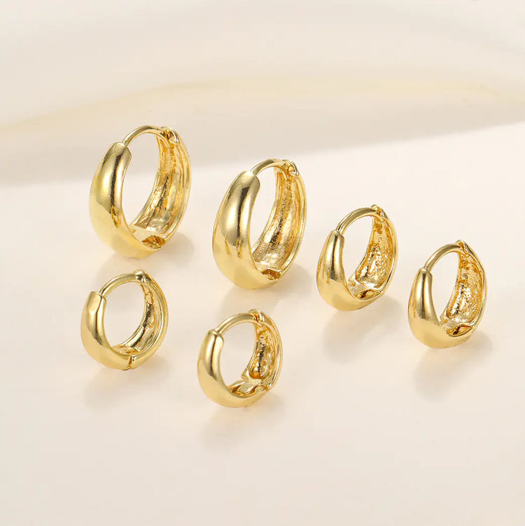 Geometric Gold & Silver Hoop Earrings Set — 6-Piece Layering Hoops - Image 1