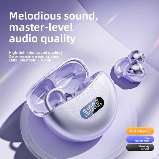Wireless Clip-On Earphones with Digital Display