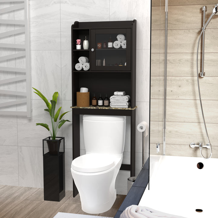 Modern Over Toilet Wood Storage Cabinet Espresso Bathroom