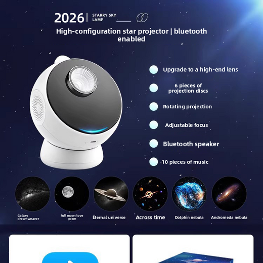 Starry Sky Projector Night Light with Bluetooth Speaker