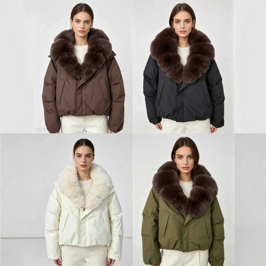 Women's Large Fur Collar Short Down Cotton-padded Jacket