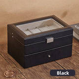 Leather Watch Storage Box with Transparent Lid