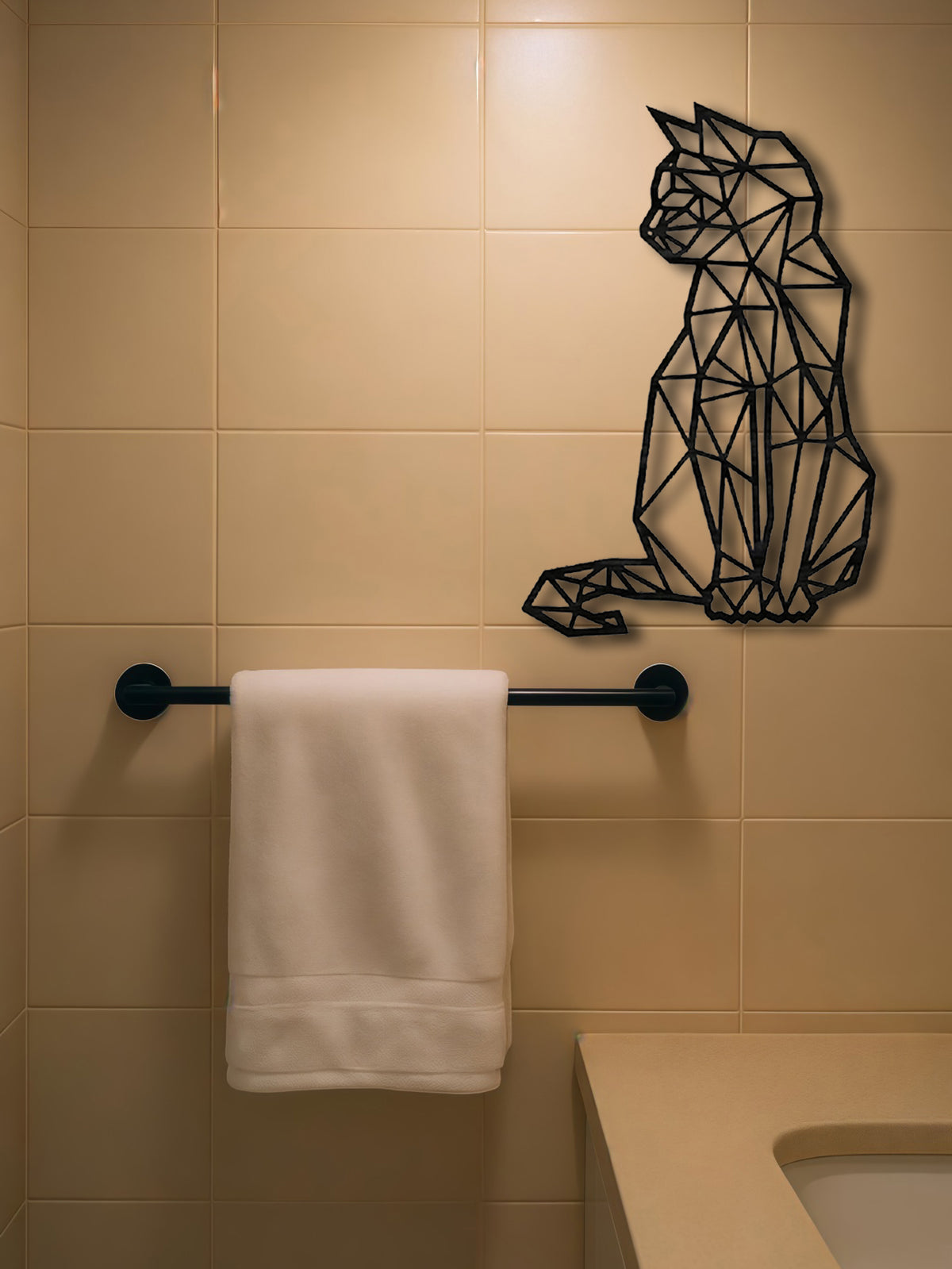 BATH wall art letters showing cut-metal detail