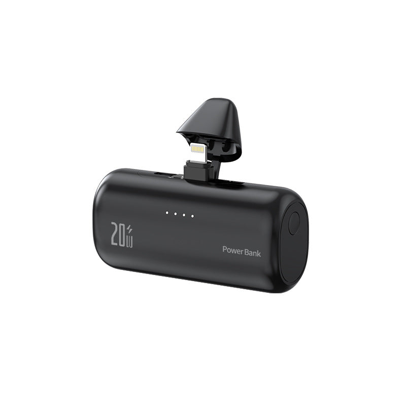 5000mAh Compact Portable Power Bank with Hidden Dual Connectors Fast Charging