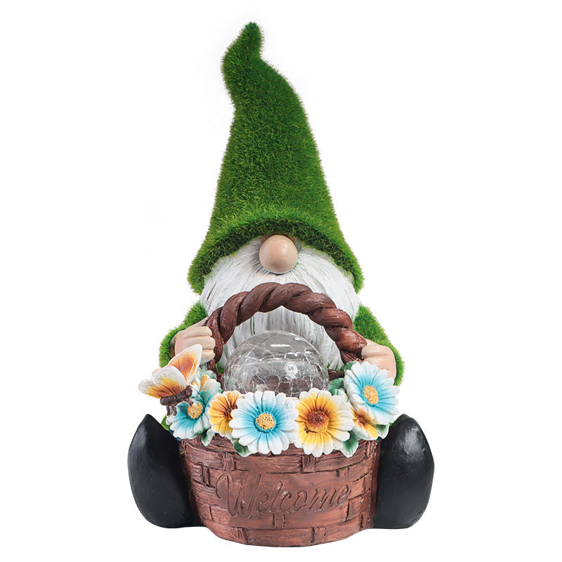 Solar LED Garden Ornament with Flocked Resin Finish
