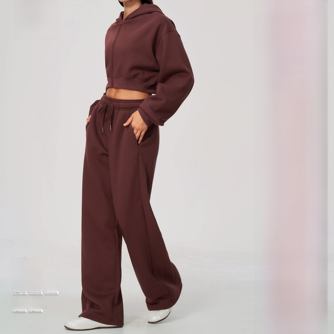 Women's fleece lined zip up hoodie and sweatpants two piece set, photo 2