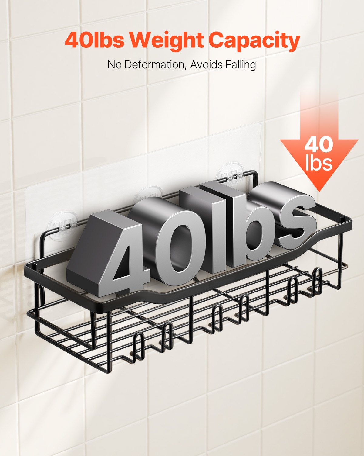 5 Pack Adhesive Shower Caddy Bathroom Storage Shelves
