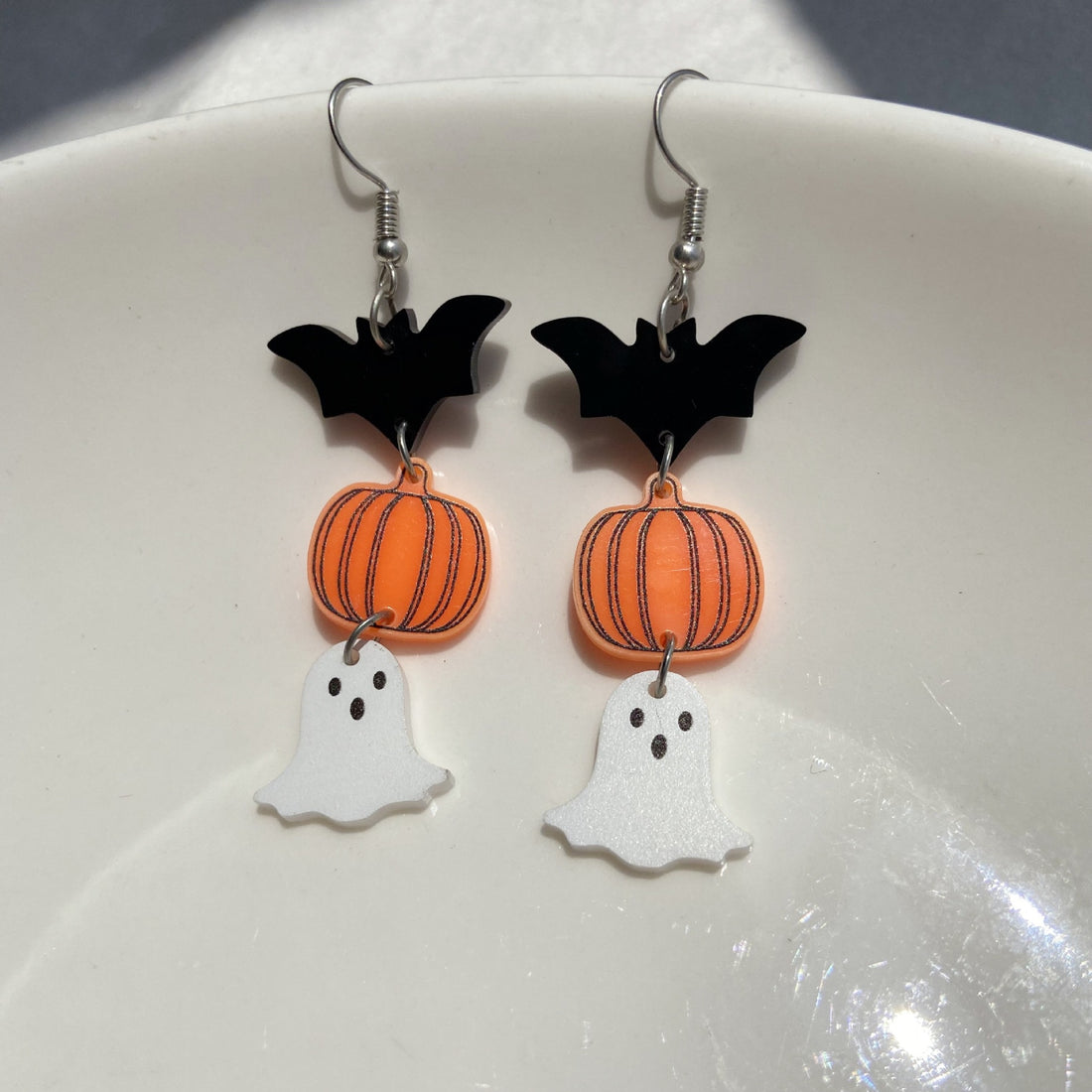 Halloween acrylic earrings bat pumpkin ghost wacky
