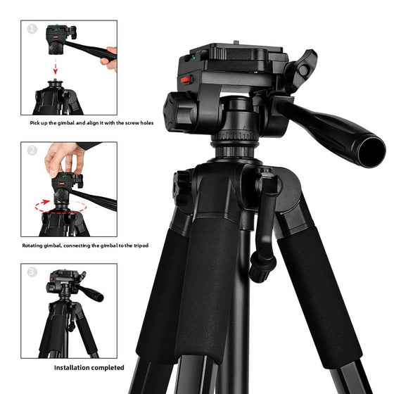 Adjustable Camera Tripod with Removable Gimbal for Phone and DSLR Audio Cameras & Smart Home product image 2