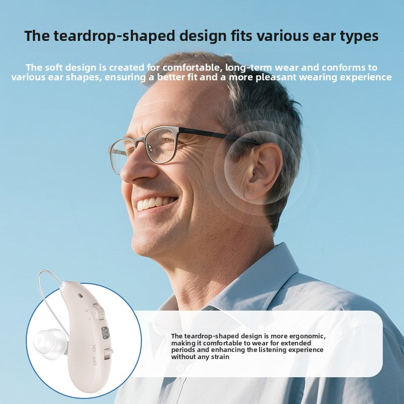 Rechargeable Digital Behind-The-Ear Hearing Aid with Noise Reduction and Type-C Charging for Elderly Adults