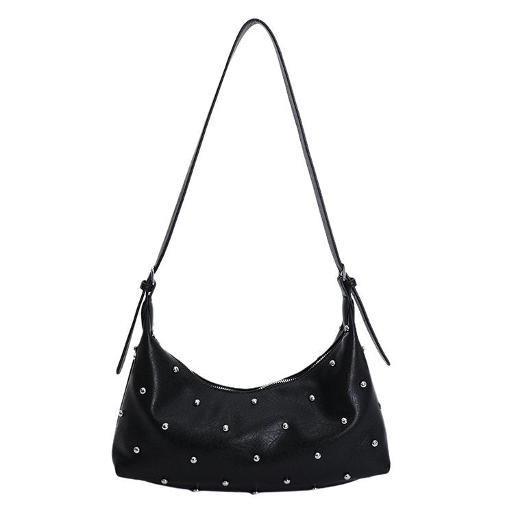 Vintage Rivet Detail PU Leather Crossbody Shoulder Bag