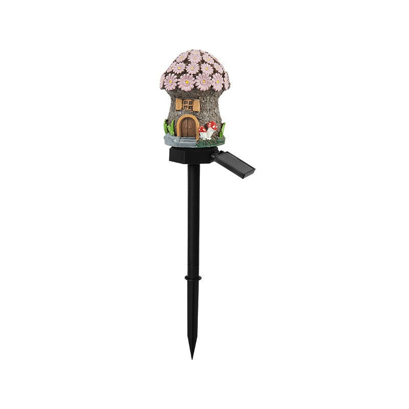 Solar Powered Resin House Garden Light with LED