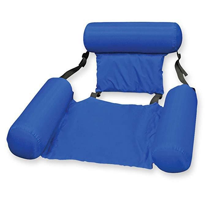 Foldable inflatable floating water hammock, full product view