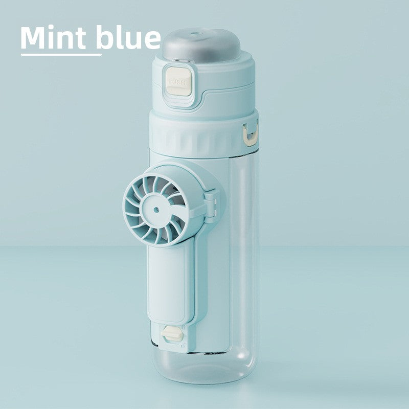 Fan spray water cup - student straw cup