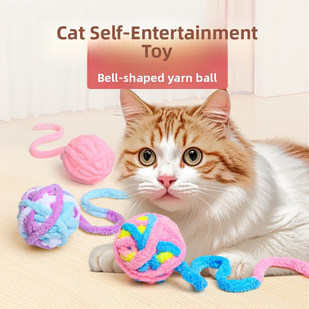Cat fur wool bell ball