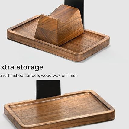 Wooden Headphone Stand with Controller Holder