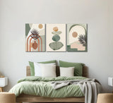 Boho canvas panel close-up showing terracotta and sand tones