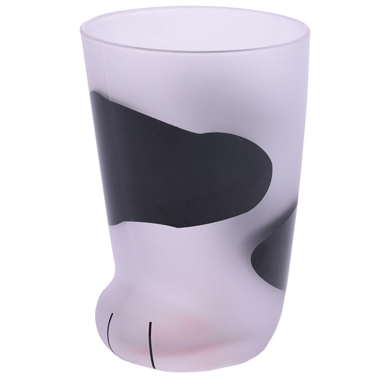 Cow print cat paw glass mug with black spots, Cows style
