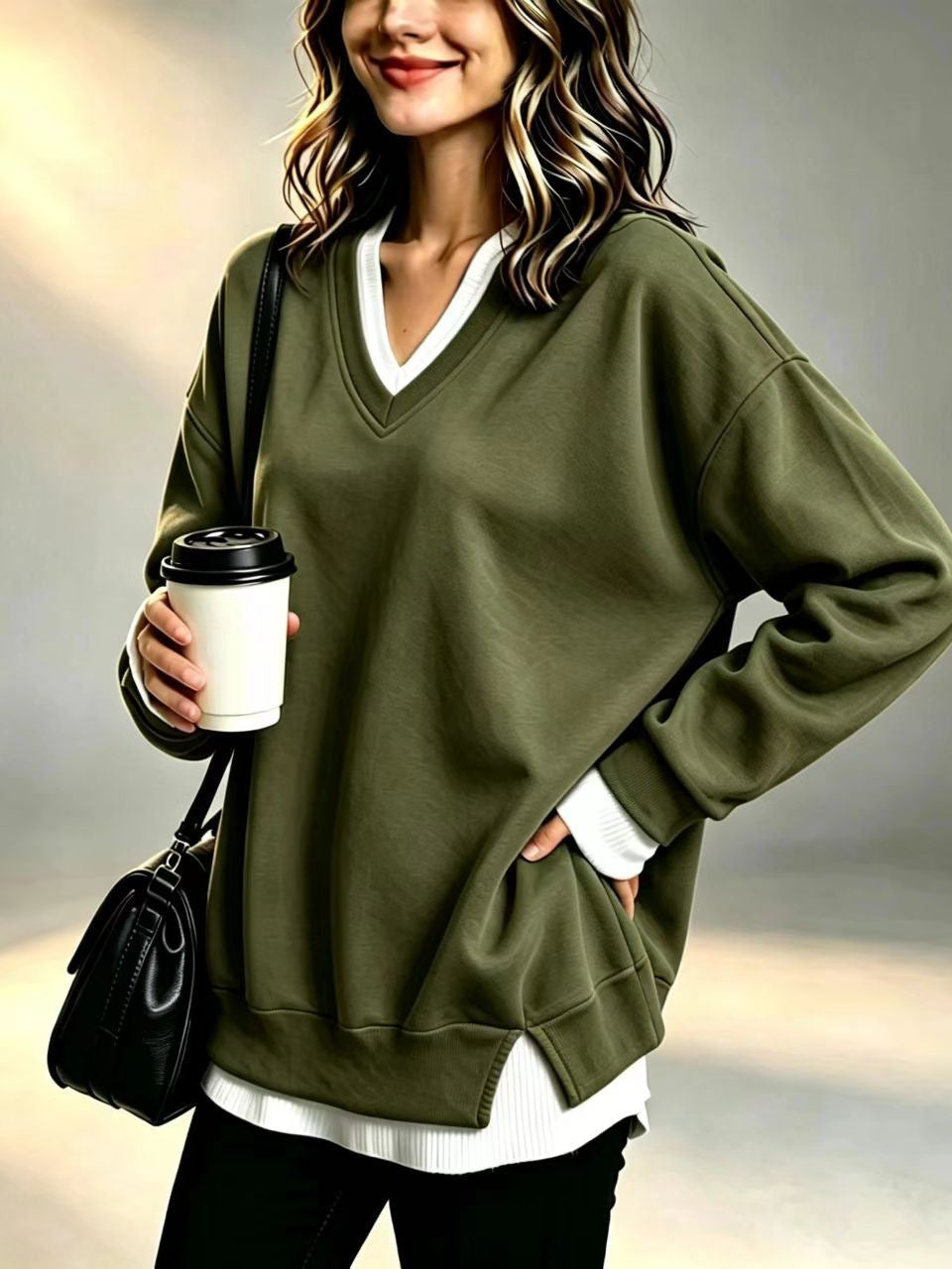 V-neck sweatshirt
