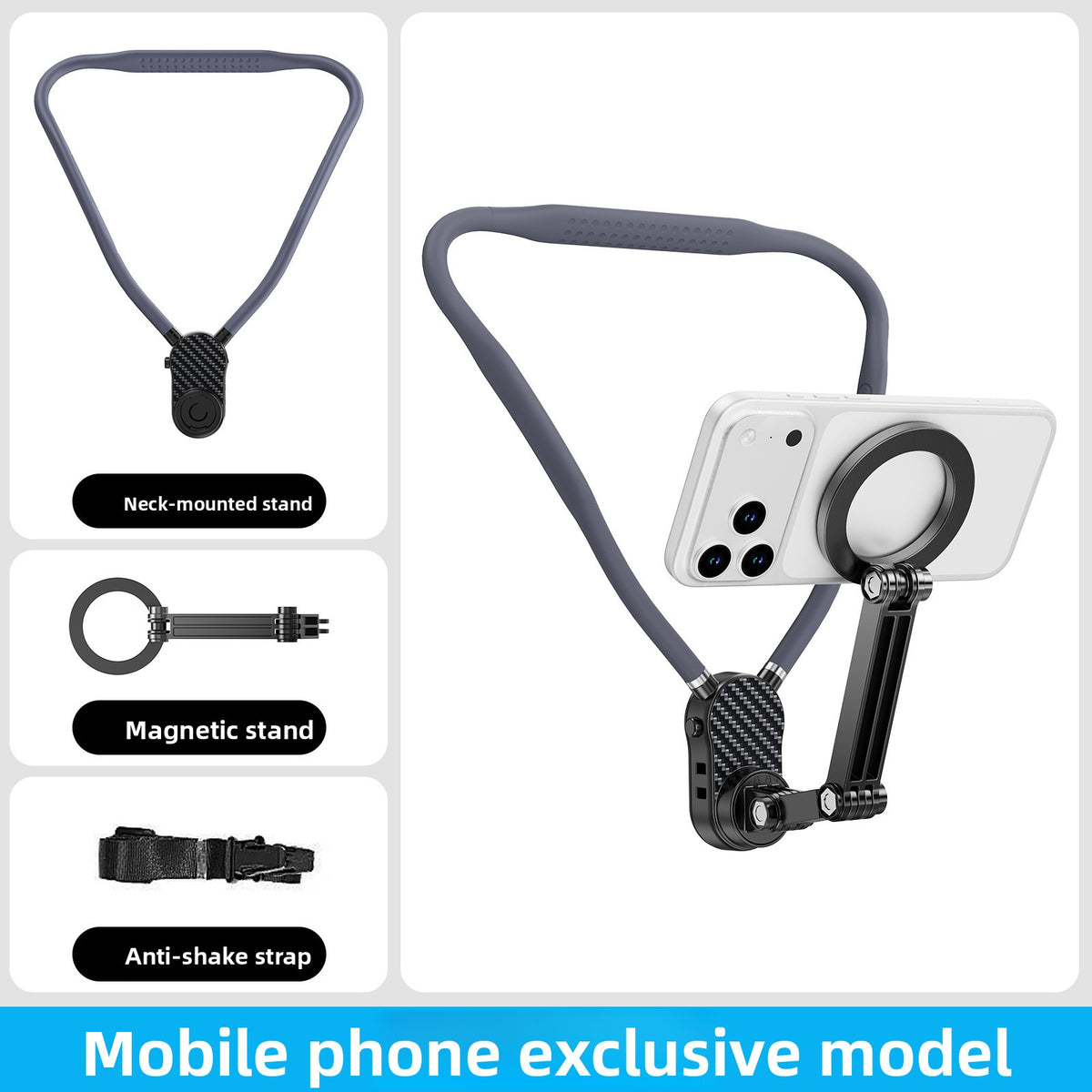 Neck-mounted mobile phone holder