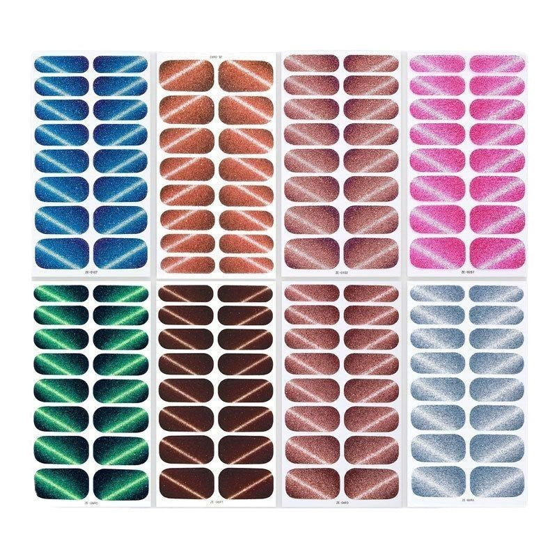 16 Pcs Cat Eye Glitter Nail Stickers