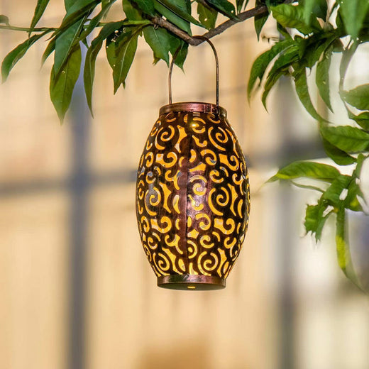 Solar Auspicious Cloud Wrought Iron Lantern Outdoor Garden LED Light