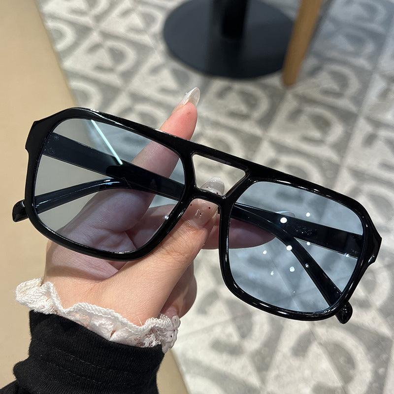 Candy Color Double Bridge Square Frame Sunglasses