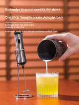 Handheld milk frother with stainless whisk head