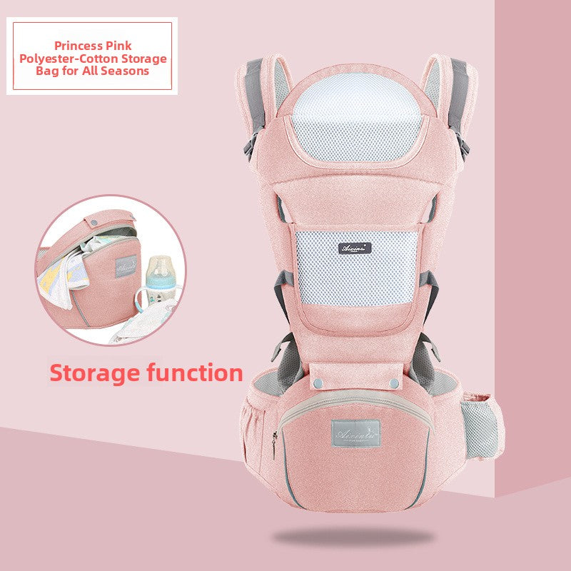 Foldable Baby Carrier with Waist Stool Dual Shoulder Support