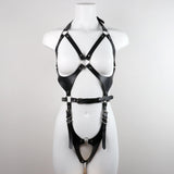 Adjustable PU Leather Lingerie with Lace Details