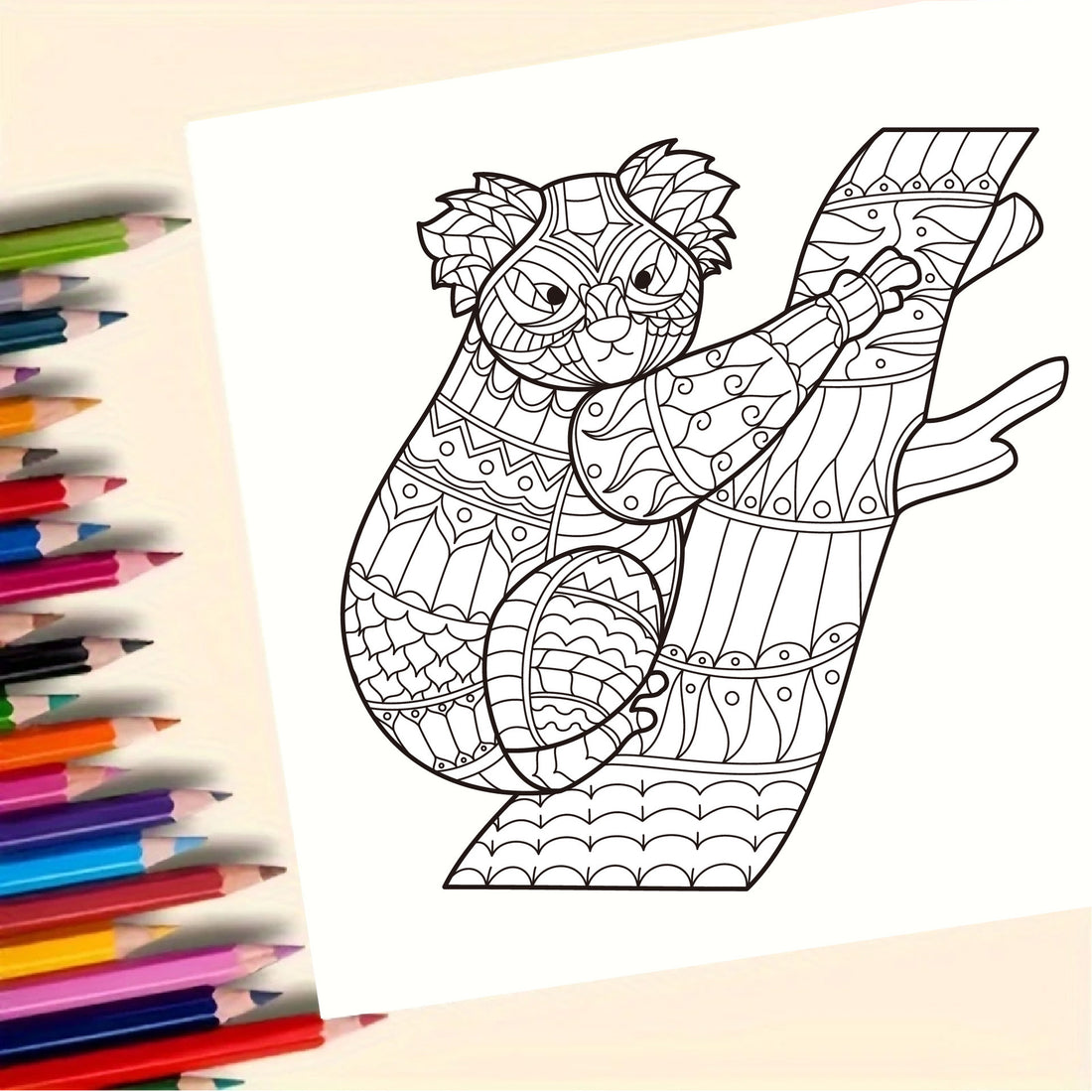 Square adult coloring book with mandala and fantasy designs, photo 4