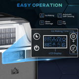 Portable ice maker water reservoir open