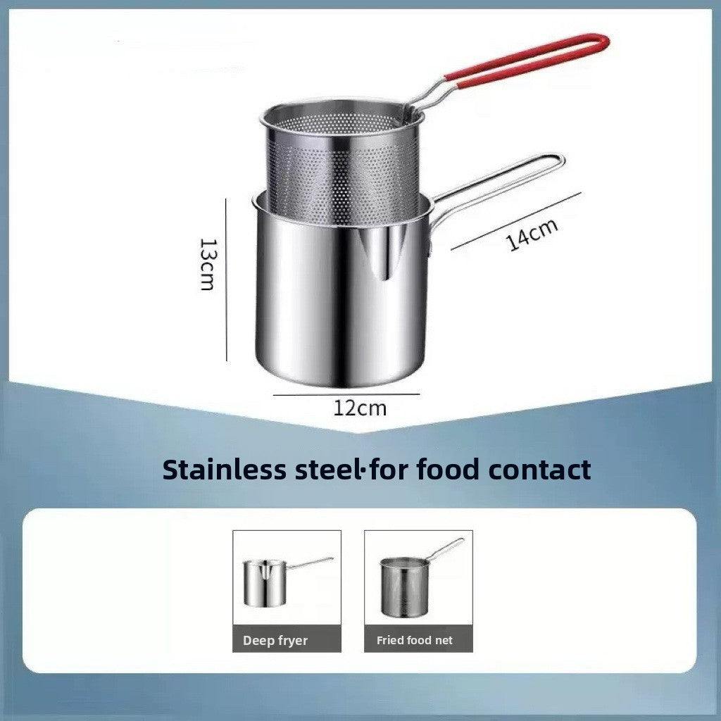 Household Stainless Steel Mini Frying Pan, Uncoated Oil-Saving Multi-Functional Pot for All Stoves