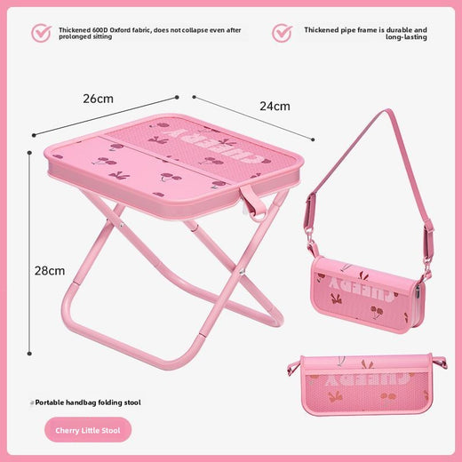 Portable Folding Stool Cherry Print Outdoor Chair