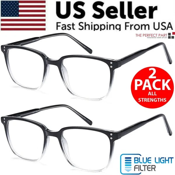 Blue light blocking reading glasses 2-pack front view