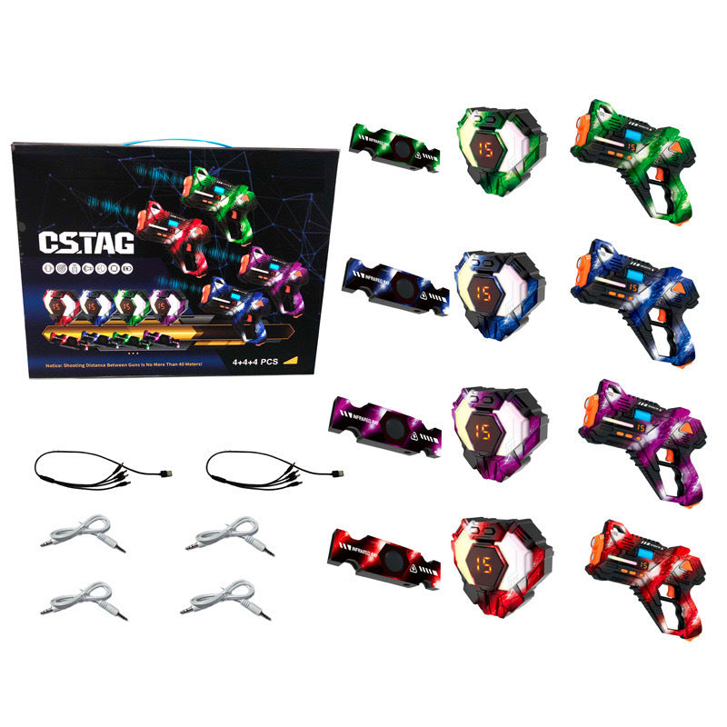 Wireless Data Sync Infrared Toy Gun Set with Hit Detection Vests for Kids