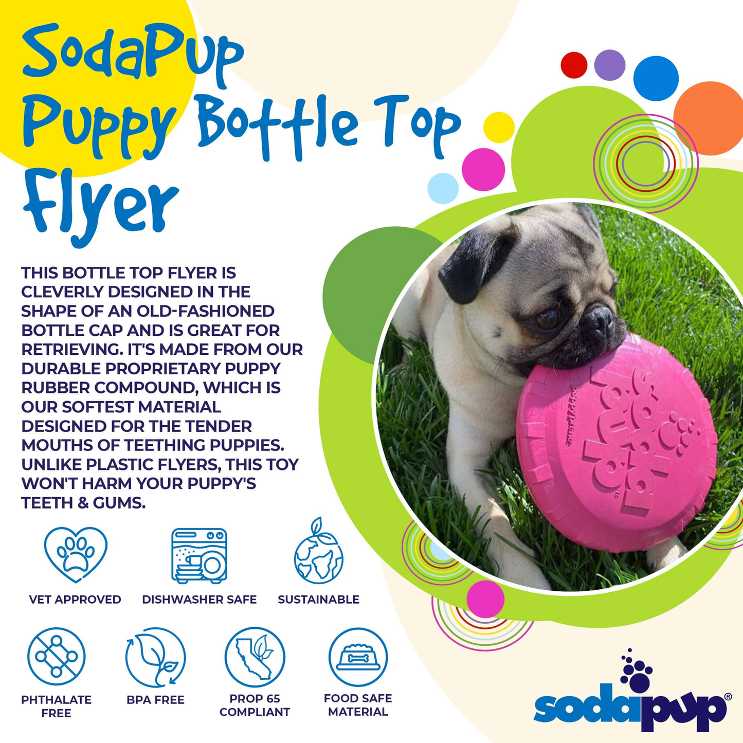 SP Puppy Bottle Top Flyer Rubber Retrieving Frisbee